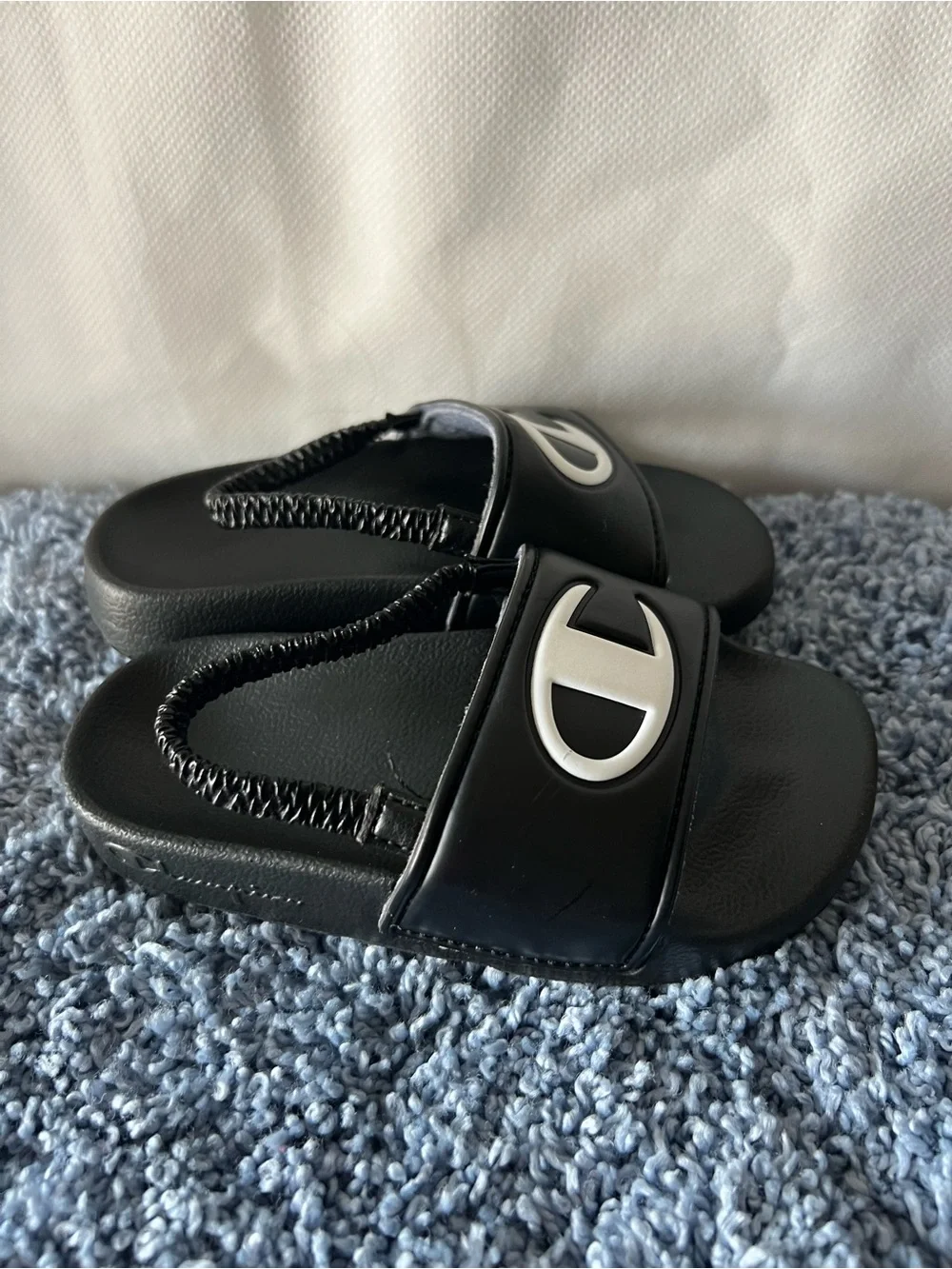 Champion Black Kids' Slide Sandals with White Logo Accent